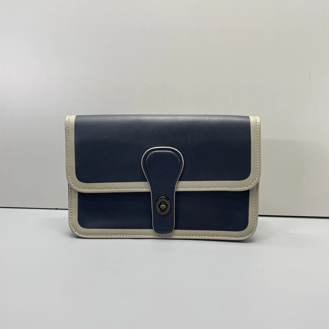 99新 COACH/蔻驰 小林/男士深蓝拼灰腰包22*15*2cmA121113