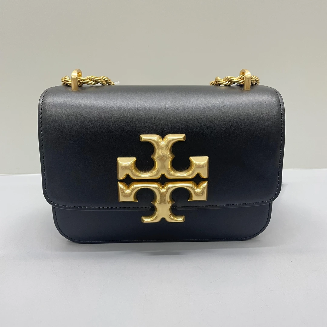 95新 Tory Burch/汤丽柏琦 黑色金砖斜挎链条包15X14X6cmL010502