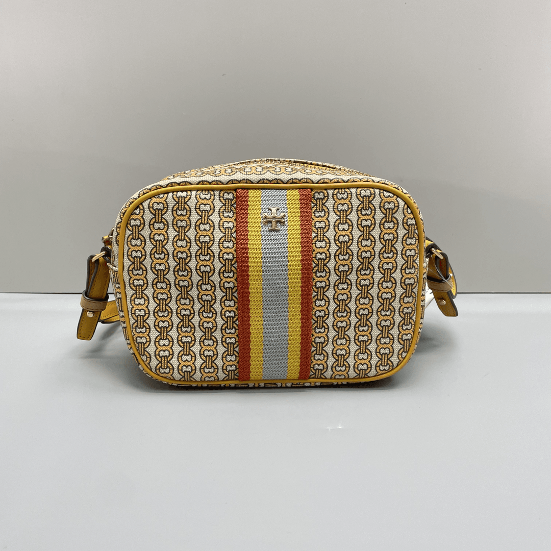 90新 TORY BURCH/汤丽柏琦 黄色老花相机包19x13x6cmL072811