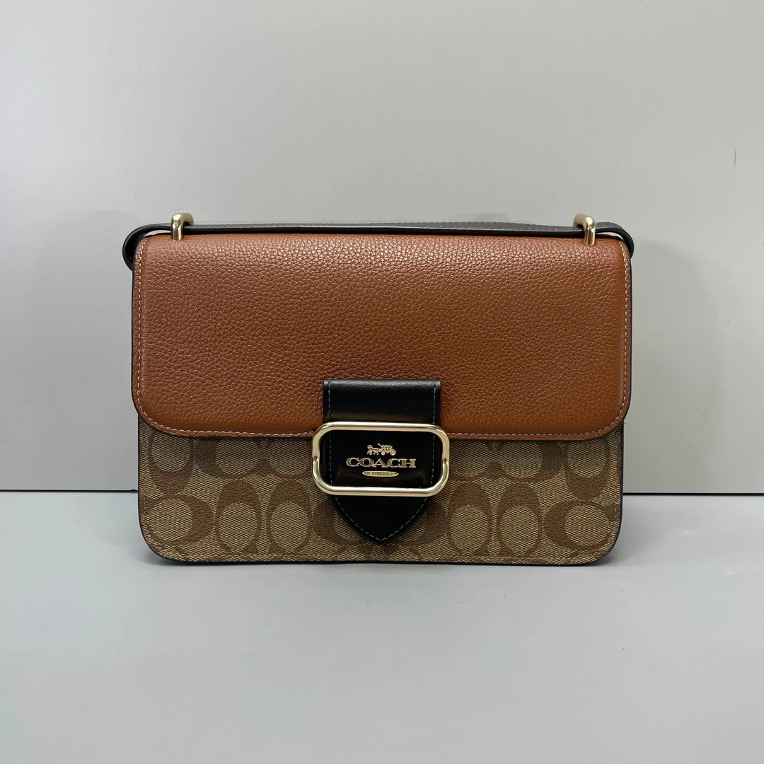 95新 COACH/蔻驰 摩根棕拼斜挎包26*17*8cmM052041