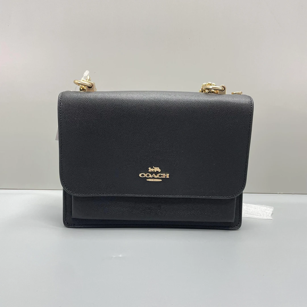 95新 COACH/蔻驰 Klare黑色风琴单肩包22X17X6cmL072416