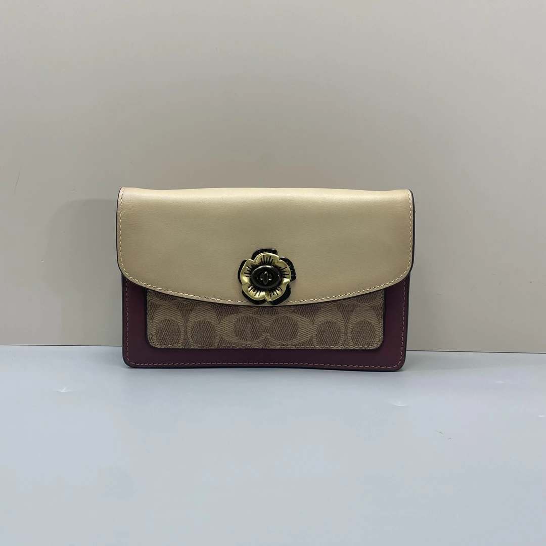95新 COACH/蔻驰 小林/山茶花parker米拼链条包18*11*4cmA071605