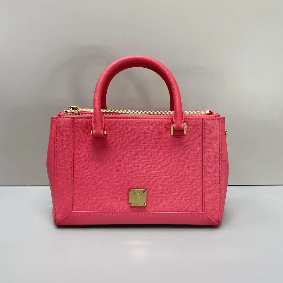 90新 MCM 媚姐/mcm粉红色手提包26x17x11cmF110917