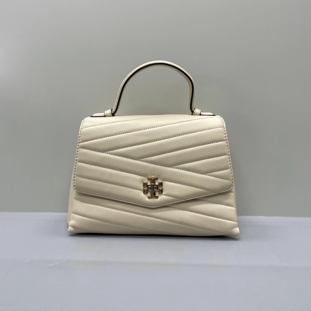 95新 Tory Burch/汤丽柏琦 小丽/kira白色手提包24*17*10cm