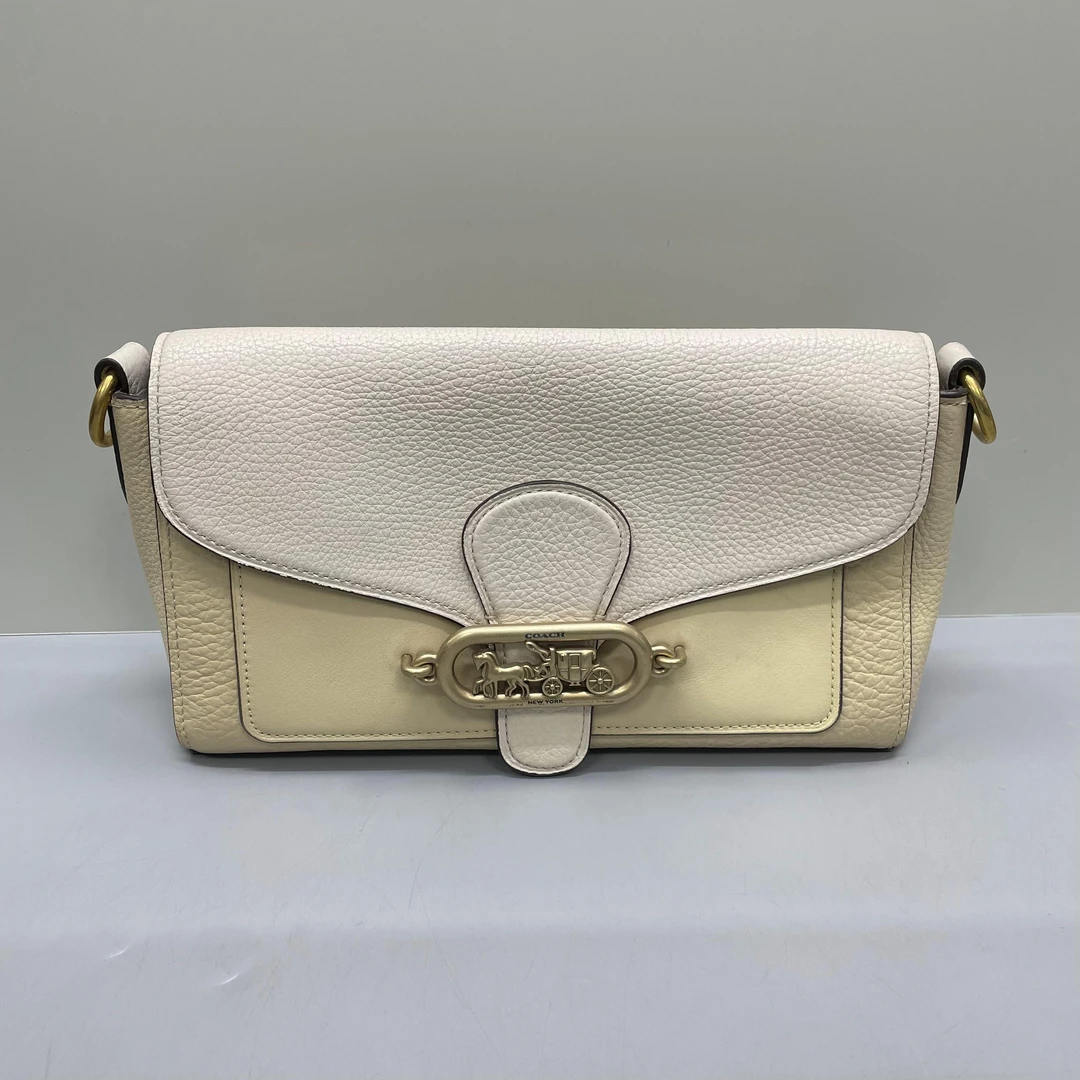 90新 COACH/蔻驰 Jade白拼淡黄色酒神单肩包25X15X6cmL012809