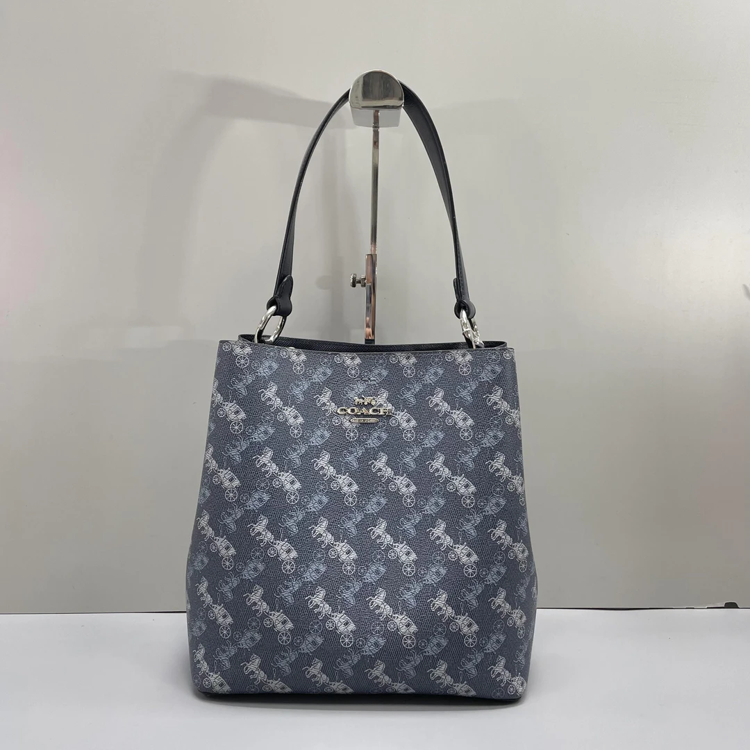 95新 COACH/蔻驰 少肩带/小林/蓝色马车大水桶25*26*12cmA051215