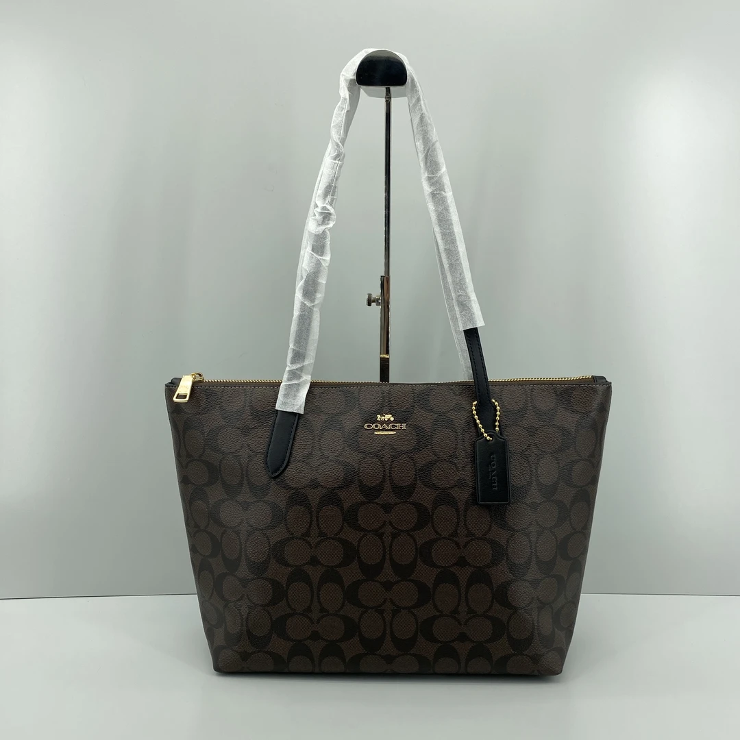 99新 COACH/蔻驰 小林/zip30黑老花托特包30*25*10cmA102921