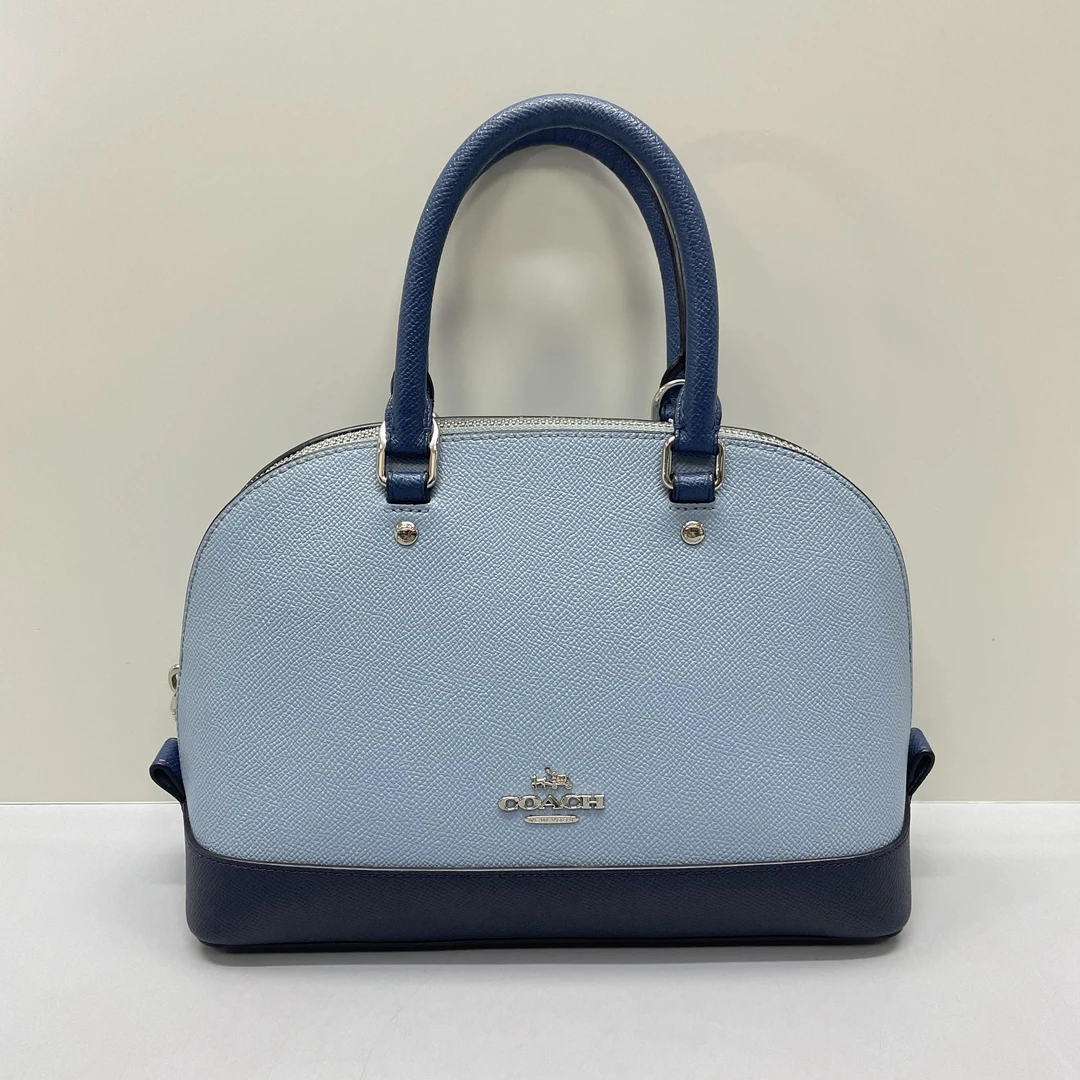 95新 COACH/蔻驰 蓝色拼色小号贝壳包26X18X9cmL011202