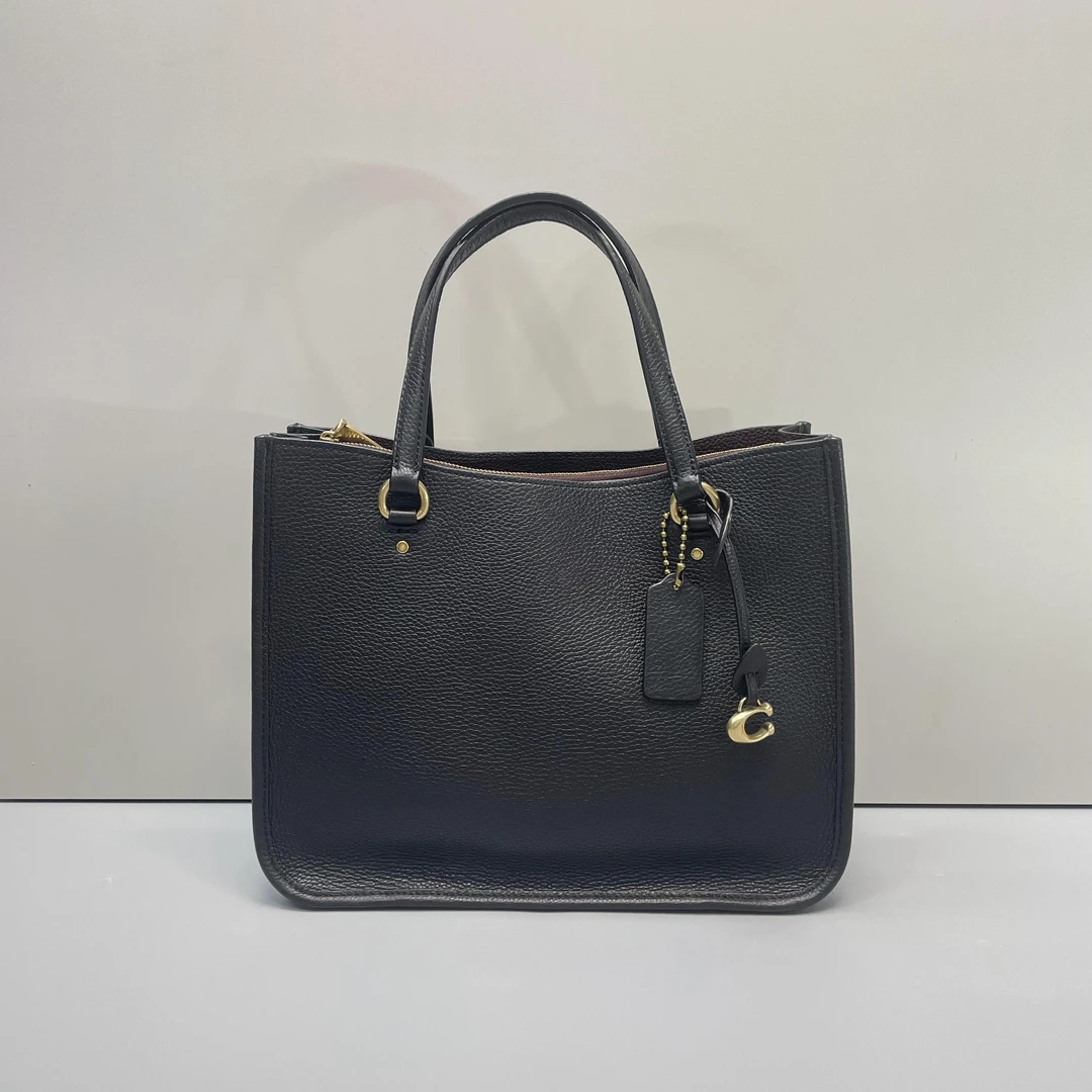 95新 COACH/蔻驰 tyler黑色单肩手提包28x20x12cmL091107