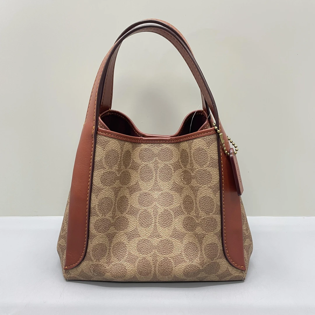 95新 COACH/蔻驰 红棕老花菜篮子21X18X11cmL010610