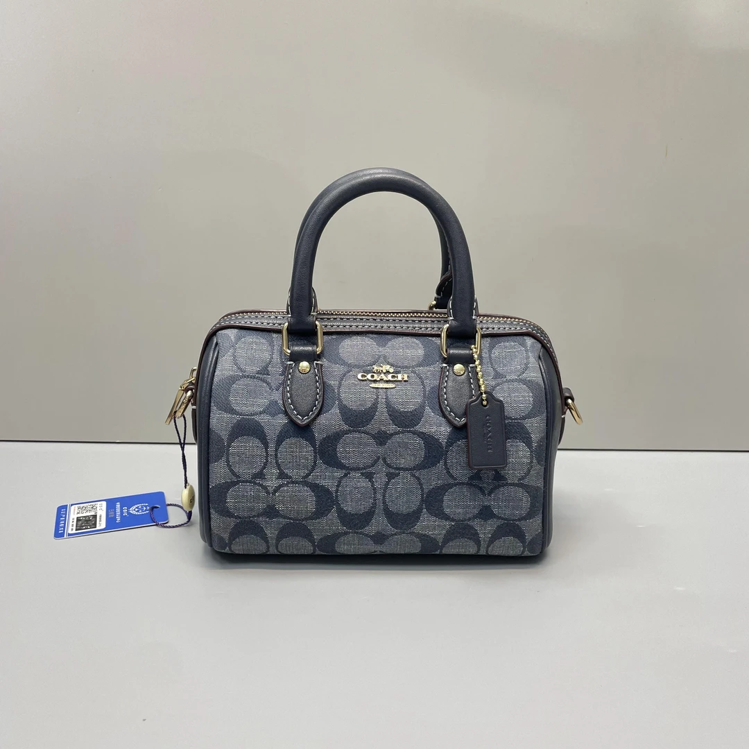 95新 COACH/蔻驰 媚姐/香布蕾老花迷你波士顿18x13x10cmSF102220