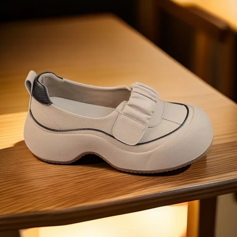 2024年秋季新款乐福鞋休闲鞋女5cm平底单鞋复古妈妈女鞋软底百搭z