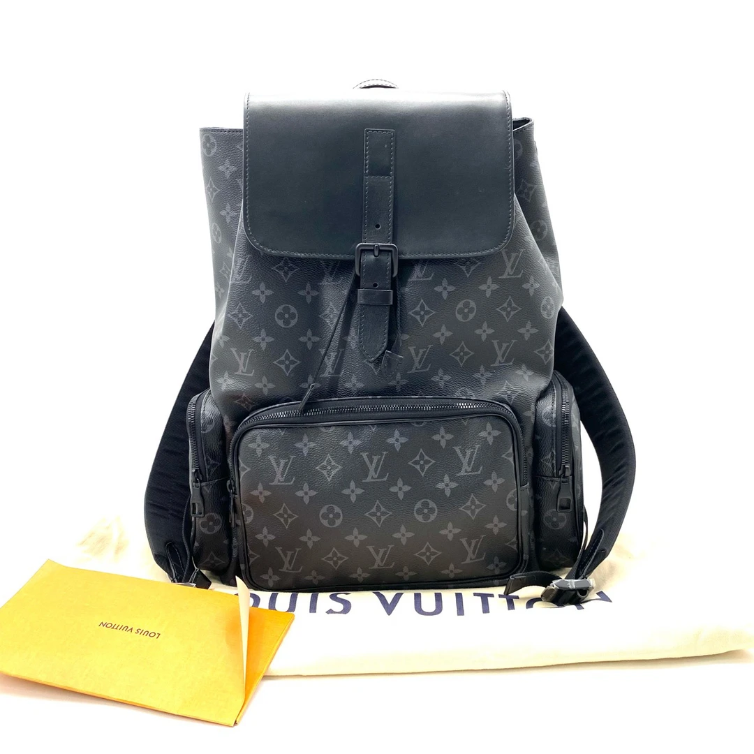99新 LouisVuitton/路易威登 黑老花trio双肩包 芯片款 尺寸38/44