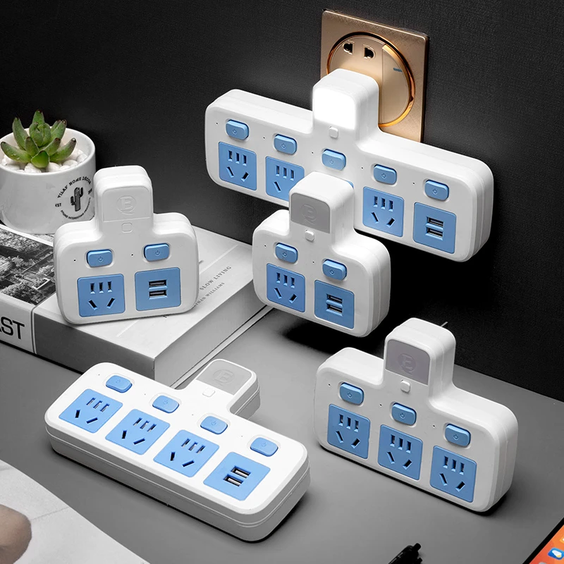 usb多功能转换器插座插排扩展排插接线板无线插头分插器一转多位