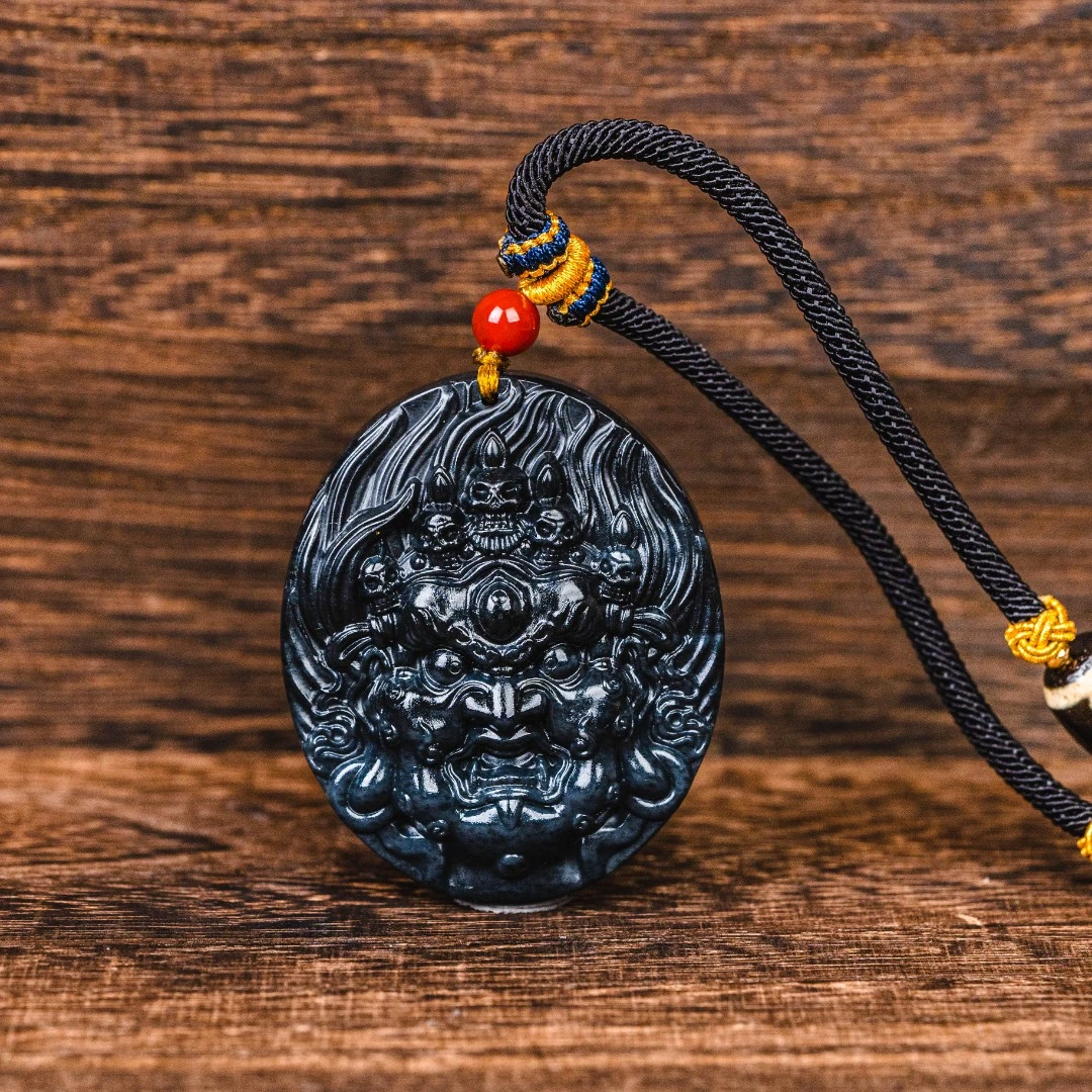 【城丽珠宝】和田玉青花黑财吊坠(多样性编绳)ZJH-802-1