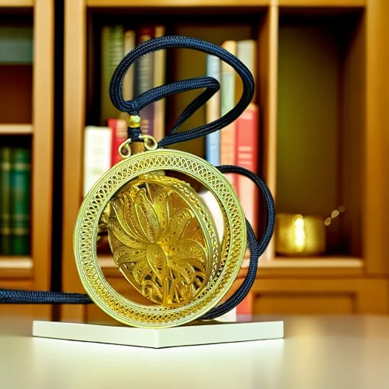 吊坠足银 【花丝牌吊坠】时尚精美手工双面旋转编绳古法足银外包金