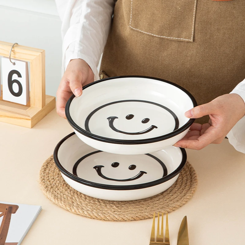 【ins笑脸】8英寸新佩圆盘简约家用餐具高级饭碗陶瓷