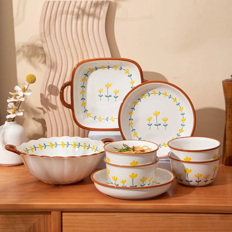 【玫瑰皇后8件套】高颜值复古碗碟套装家用2023新款餐具碗盘组合