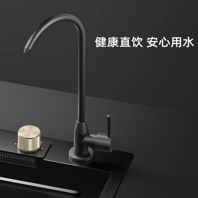 厨房304黑色磨砂净水龙头耐用不锈钢出水优质
