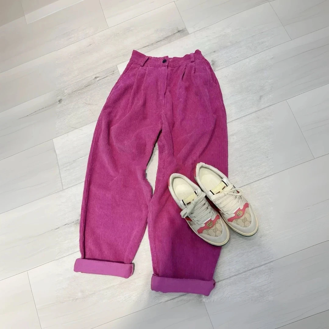 99076超好的 复古春秋欧货 粗腿时尚百搭灯芯绒炸 街休闲裤