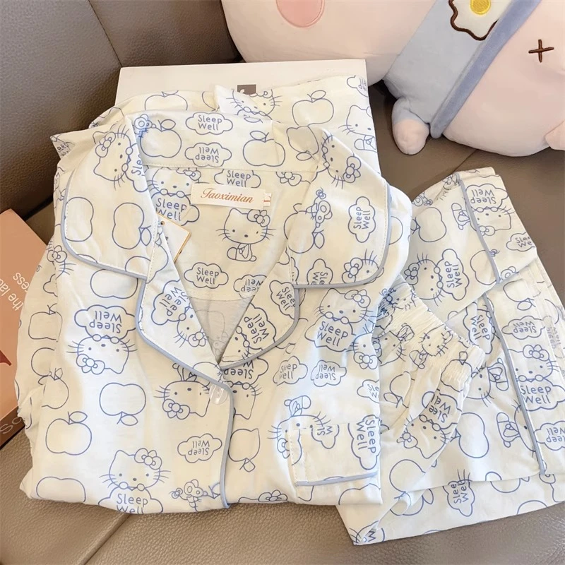 纯棉睡衣女款夏季2023新款短袖网红可爱卡通爆款hellokitty家居服
