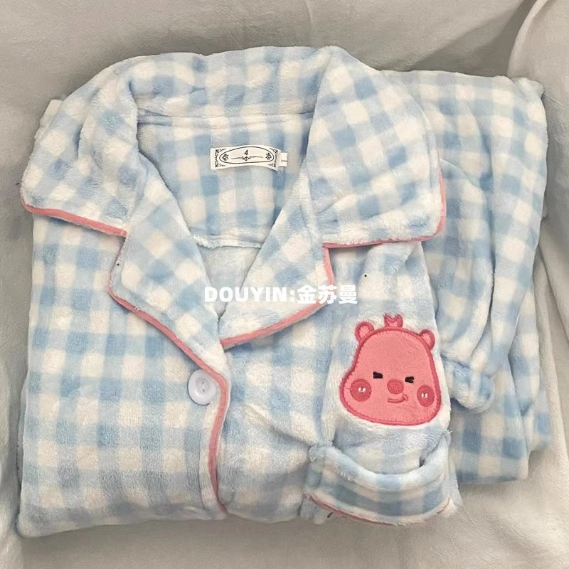 珊瑚绒睡衣女秋冬季加厚加绒冬天法兰绒日系可爱loopy露比家居服
