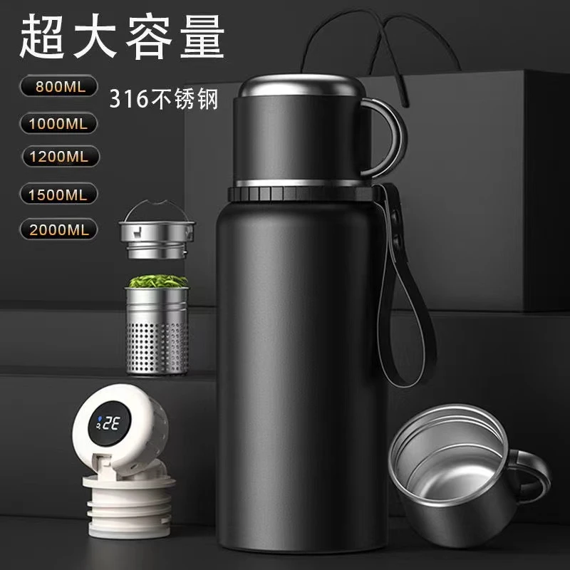 316大容量泡茶水杯智能显温保温杯男士防摔泡茶保温壶高档焖茶壶