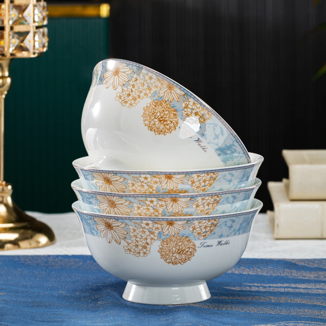 时光漫步6英寸高脚面碗大碗家用陶瓷微波炉适用