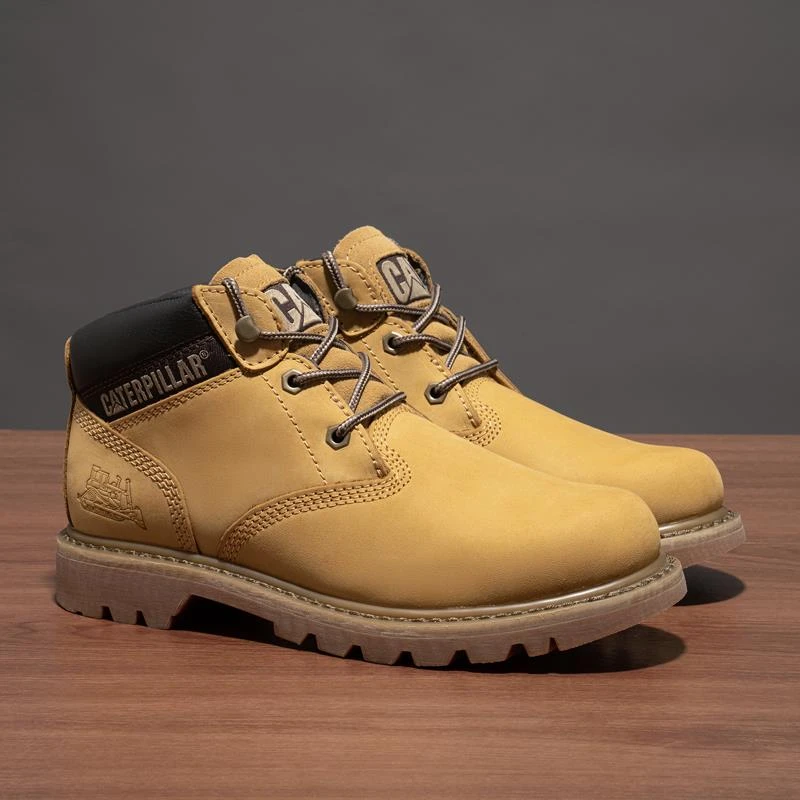 CAT卡特男鞋保暖工装鞋秋冬系带大黄靴马丁靴短筒牛皮户外鞋
