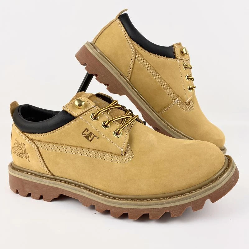 CAT卡特休闲男鞋低帮牛皮大黄靴系带耐磨防滑马丁靴户外登山工装