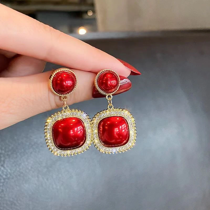 铜合金耳饰 【194】 法式高级感正方耳环女气质百搭个性耳钉女