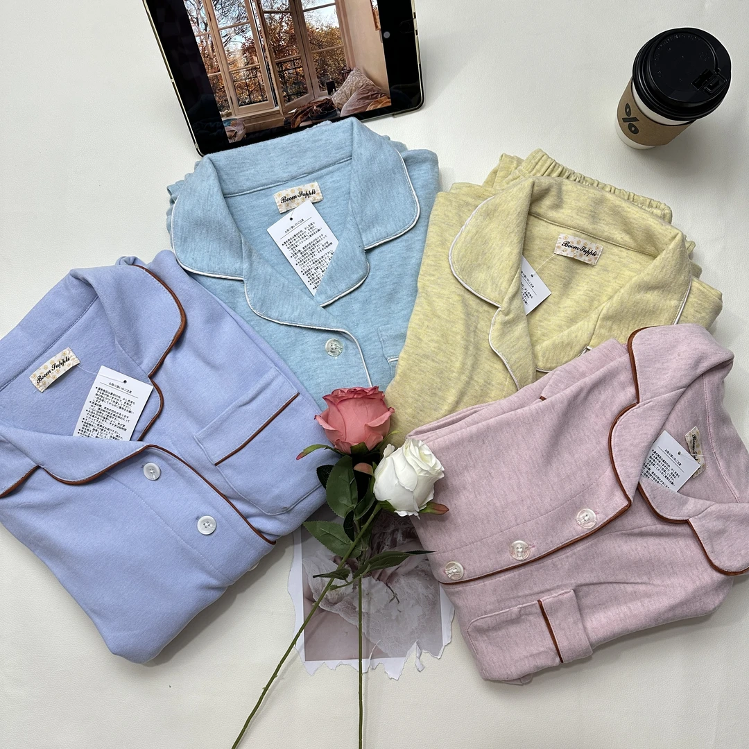 【阿乐服装工厂】秋冬女家居服套装翻领简约保暖舒适秋冬长袖休闲