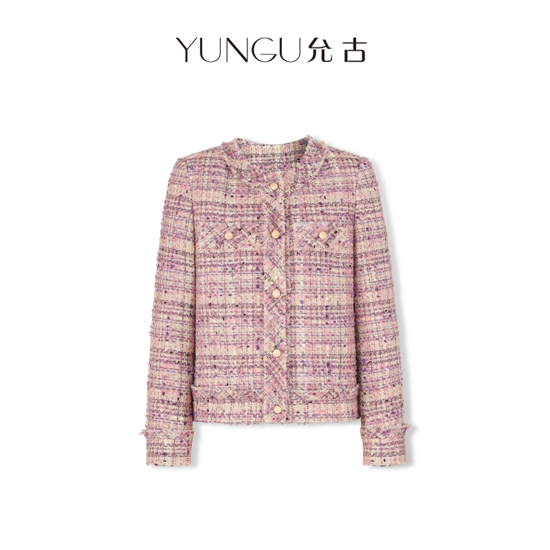 48 允古品牌【港岛玫瑰】小香风90白鹅绒羽绒服冬季新品女人味外套