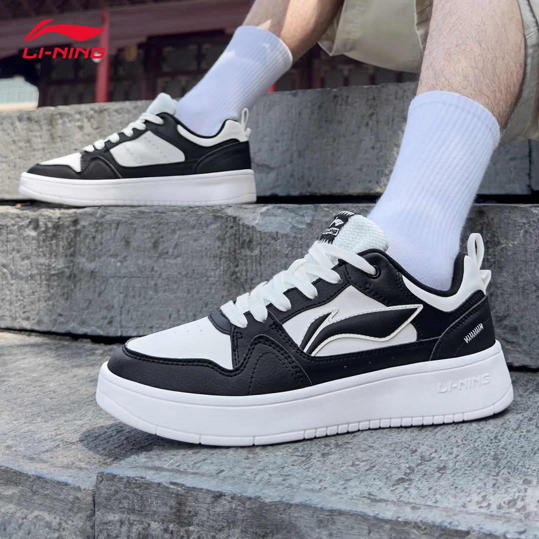 李宁男鞋夏季时尚黑白熊猫鞋板鞋学生潮鞋运动透气百搭潮流休闲鞋