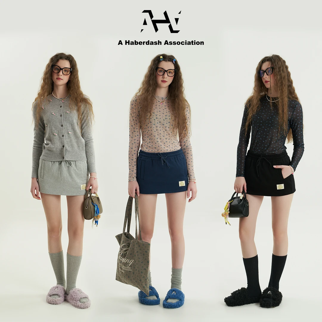 AHA爱侈艾·抽绳弹力腰斜插兜百搭迷你运动裙裤