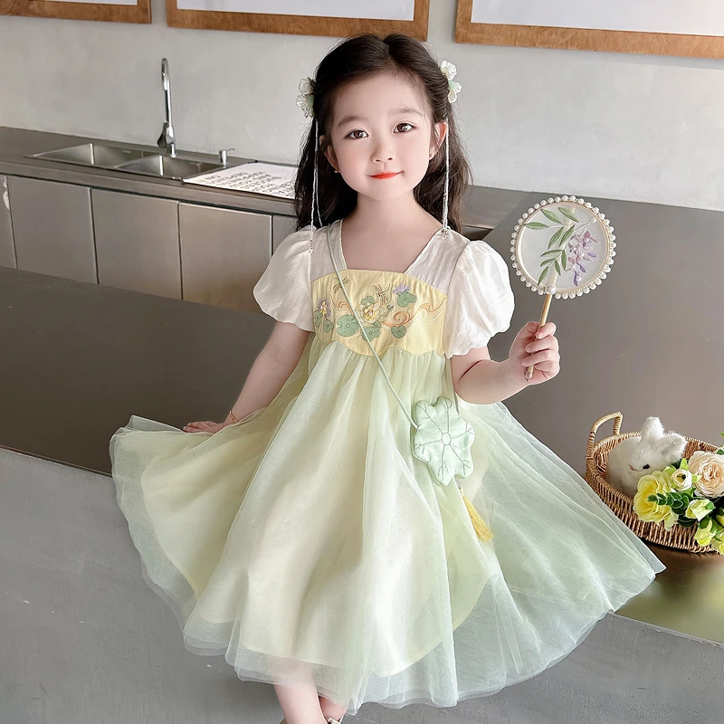 女童夏季连衣裙2024新款童装洋气女宝宝新中式夏款国风刺绣裙子