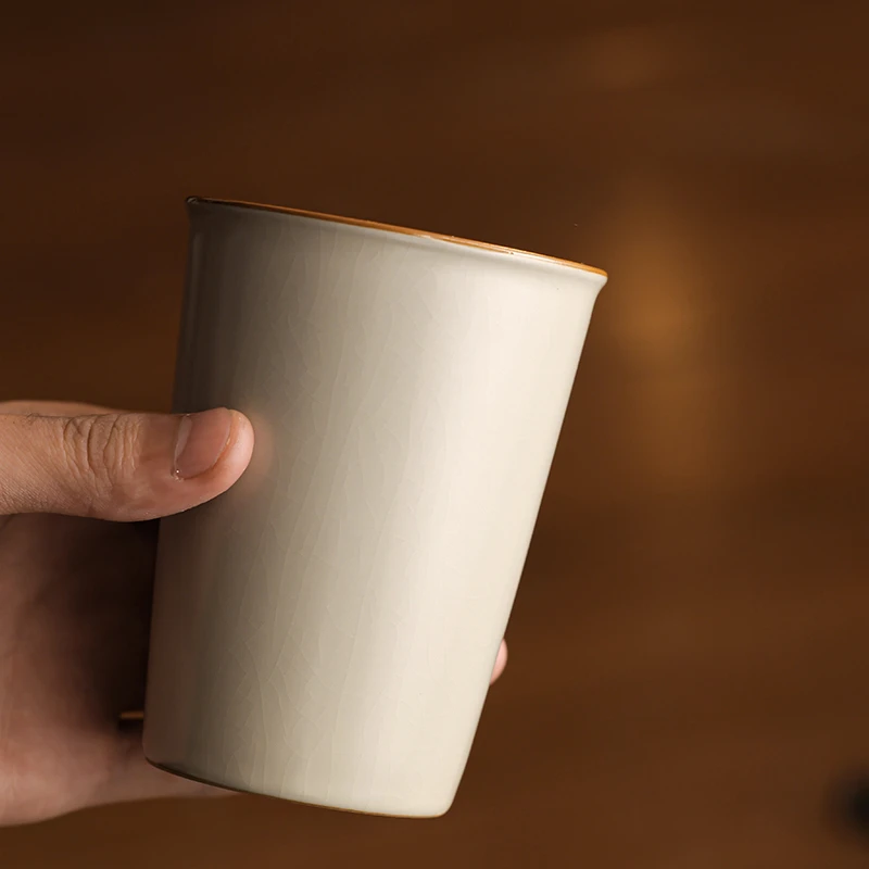 古汝米黄汝窑可乐杯主人杯家用陶瓷茶杯个人专用单杯功夫茶具单个