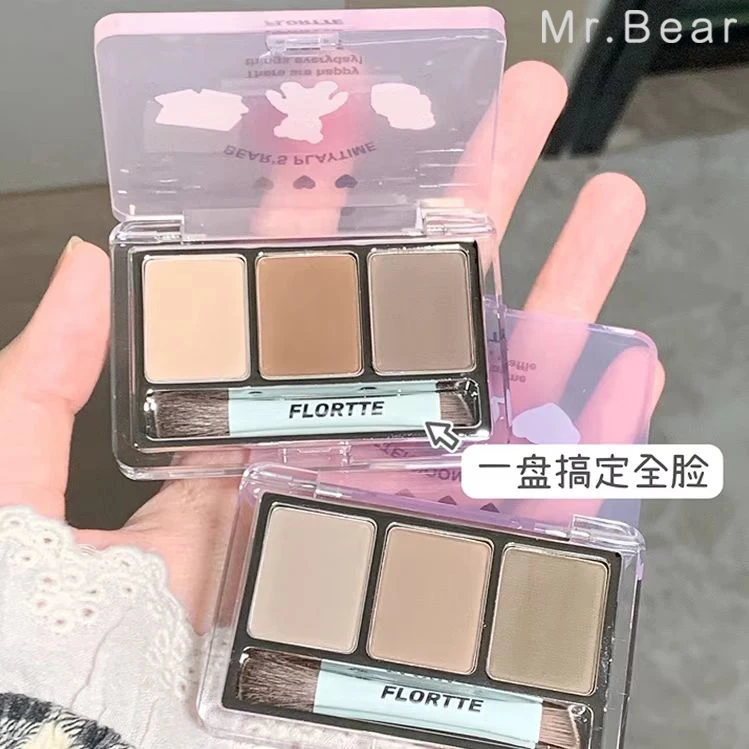 花洛莉亚可爱颂三色眉粉不脱色持久修饰防汗自然平价学生大地色