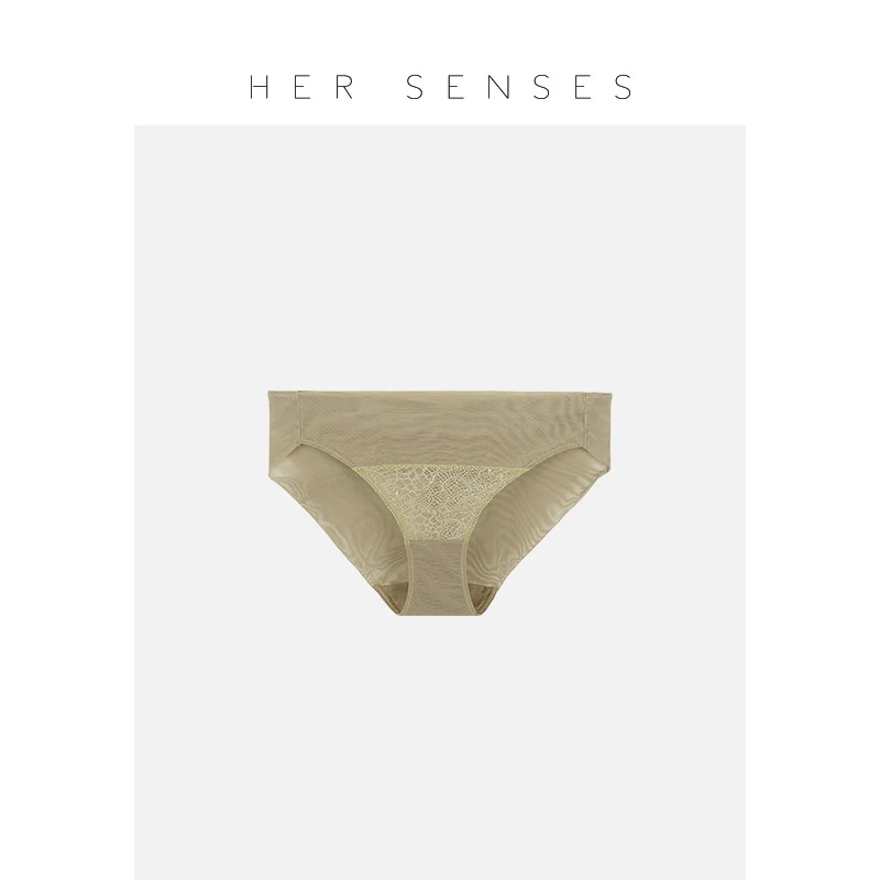 HER SENSES/何识生长系列网纱蕾丝中腰三角裤P014