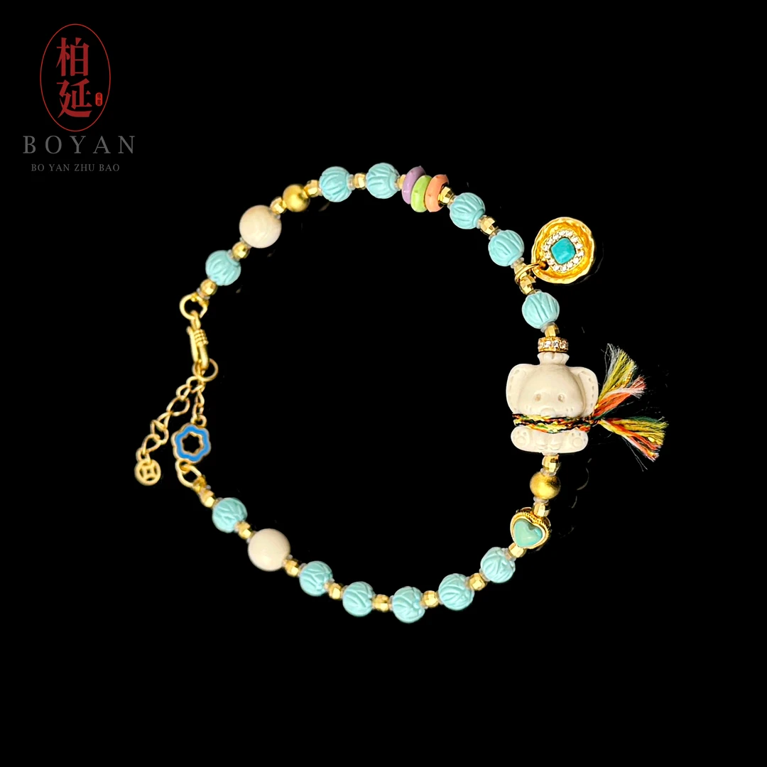 【财源滚滚】猛犸牙手工象神DIY手串女款时尚百搭情侣款WN074