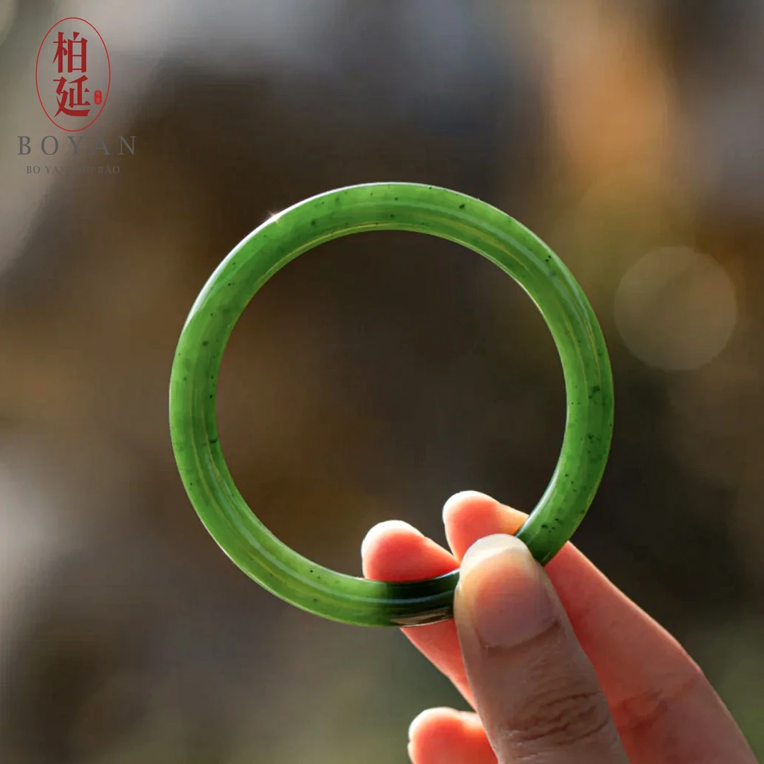 【性价比】天然和田玉手镯乌兰海碧玉猕猴桃精美手镯美人条NH0011