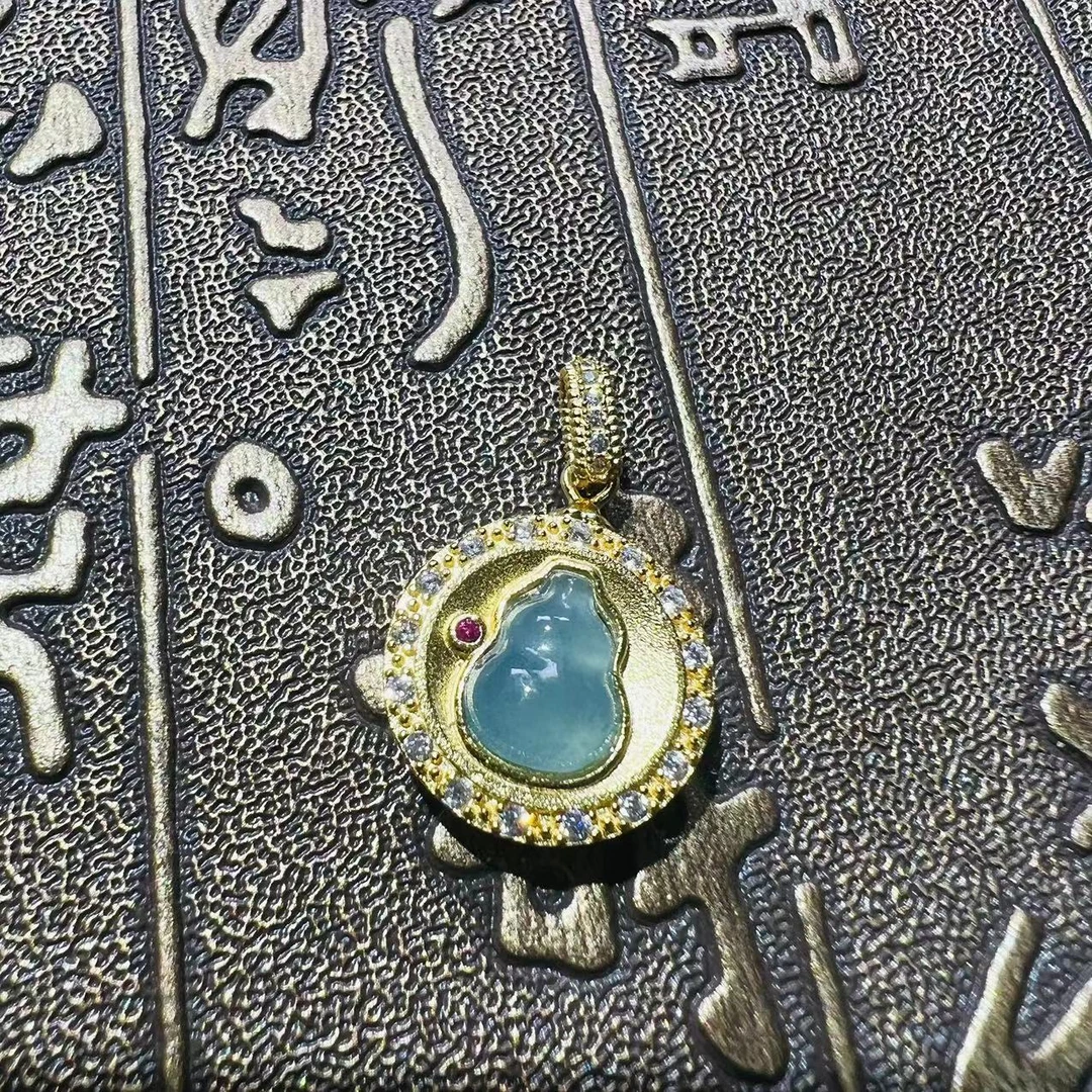 【柏延】BY1463 冰底蓝水翡翠葫芦吊坠