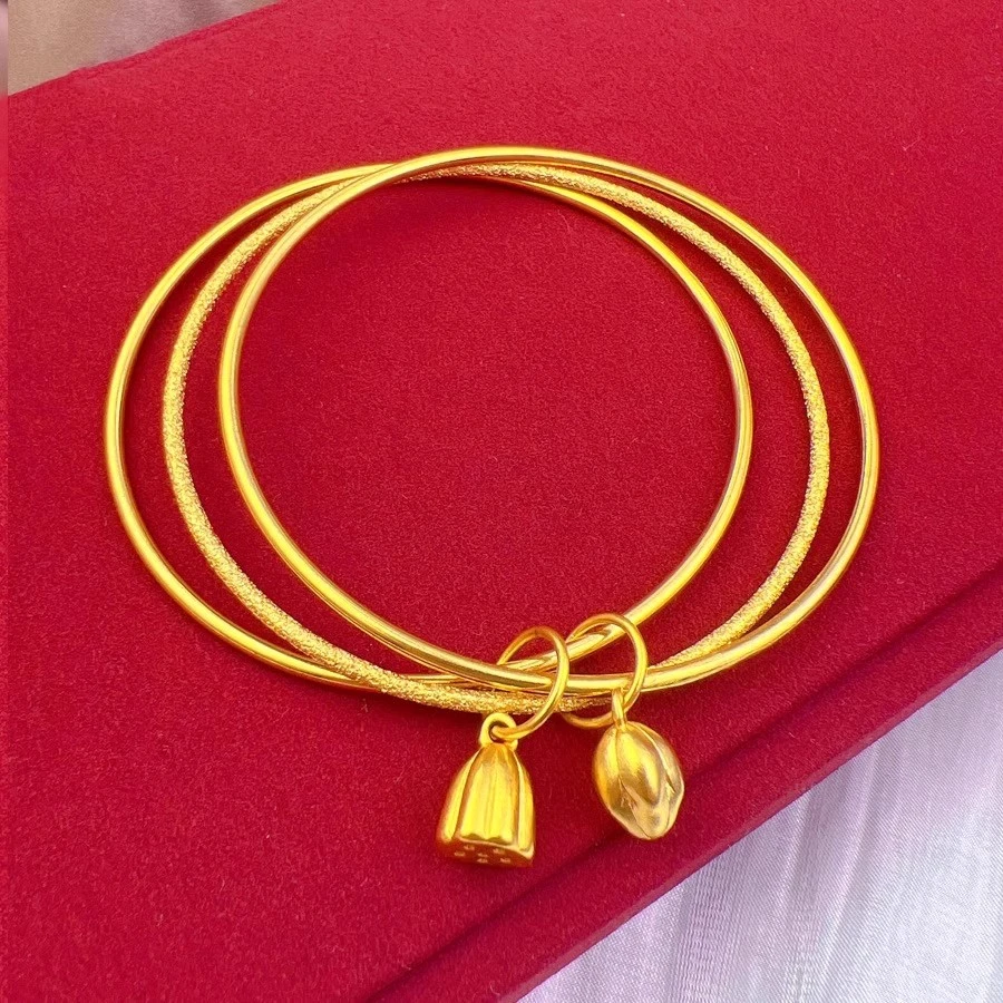 足银手镯 足银手镯 莲蓬手镯 三生三世素圈传承莲花荷叶镯子