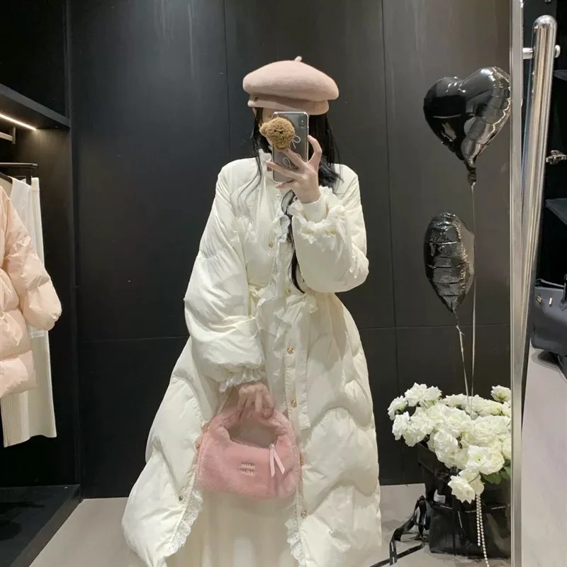 YAN.YAN家冬装新款蕾丝边小羽收腰外套