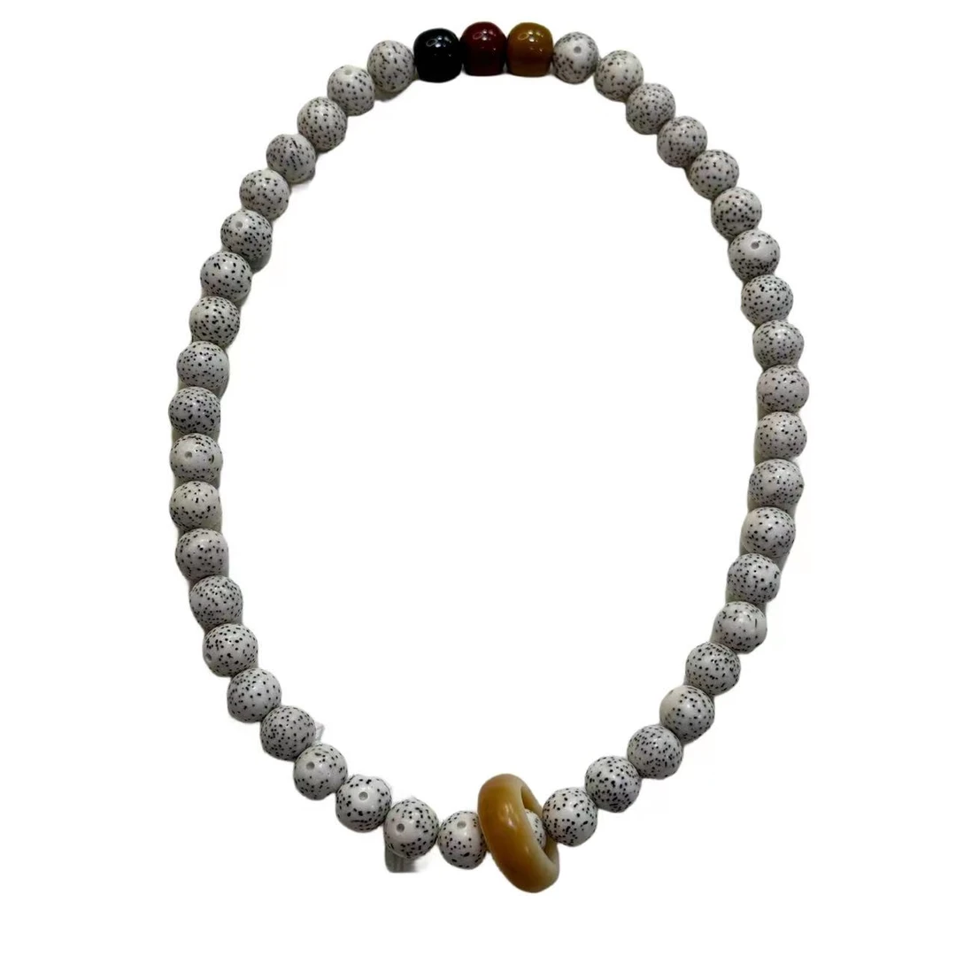 正宗海南星月菩提 圆珠脱脂顺白48颗双圈手串 9.5mm男女文玩佛珠