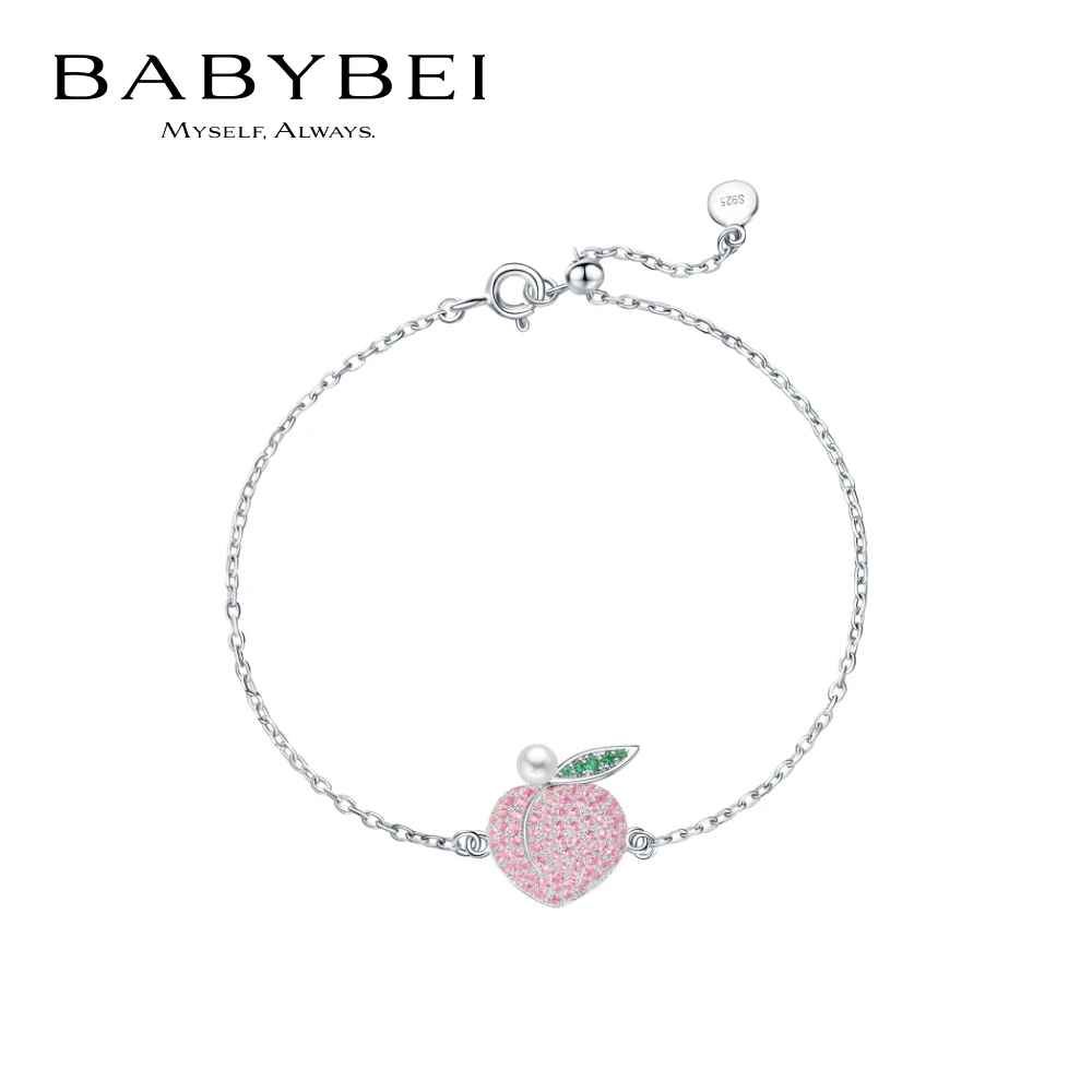 BABYBEI/初贝 925银手链 桃子手链贝珠粉色清新甜美少女小众气质