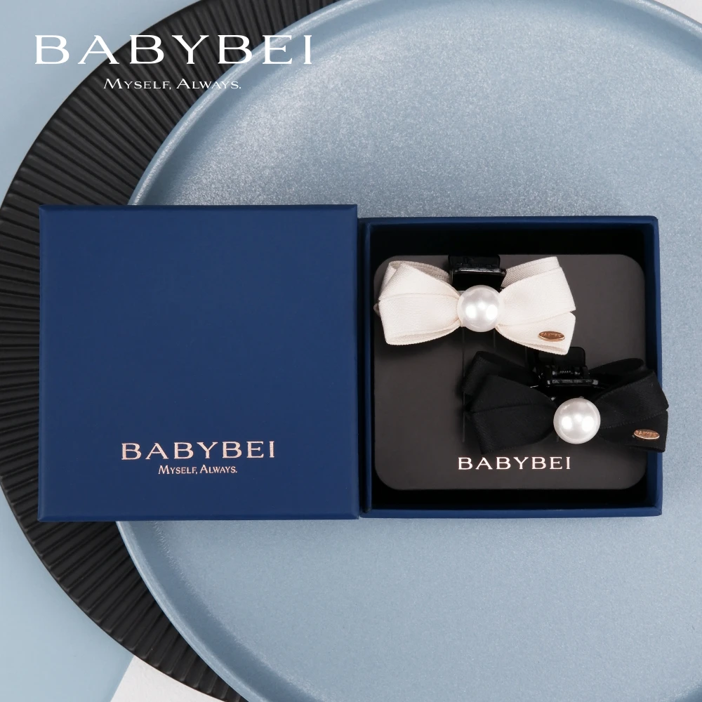 BABYBEI/初贝织织高亮珠小号抓夹侧边夹发卡甜美时尚黑色米色