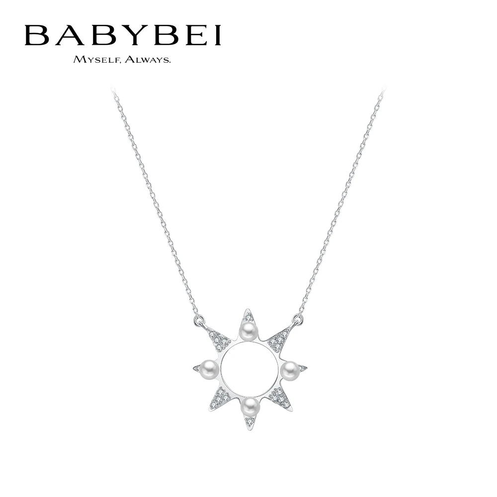 BABYBEI/初贝 坠链均925银 太阳项链锁骨链贝珠简约百搭通勤气质