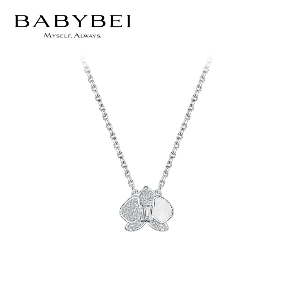 BABYBEI/初贝 坠链均925银 [沈月同款]蝴蝶兰项链母贝优雅锁骨链