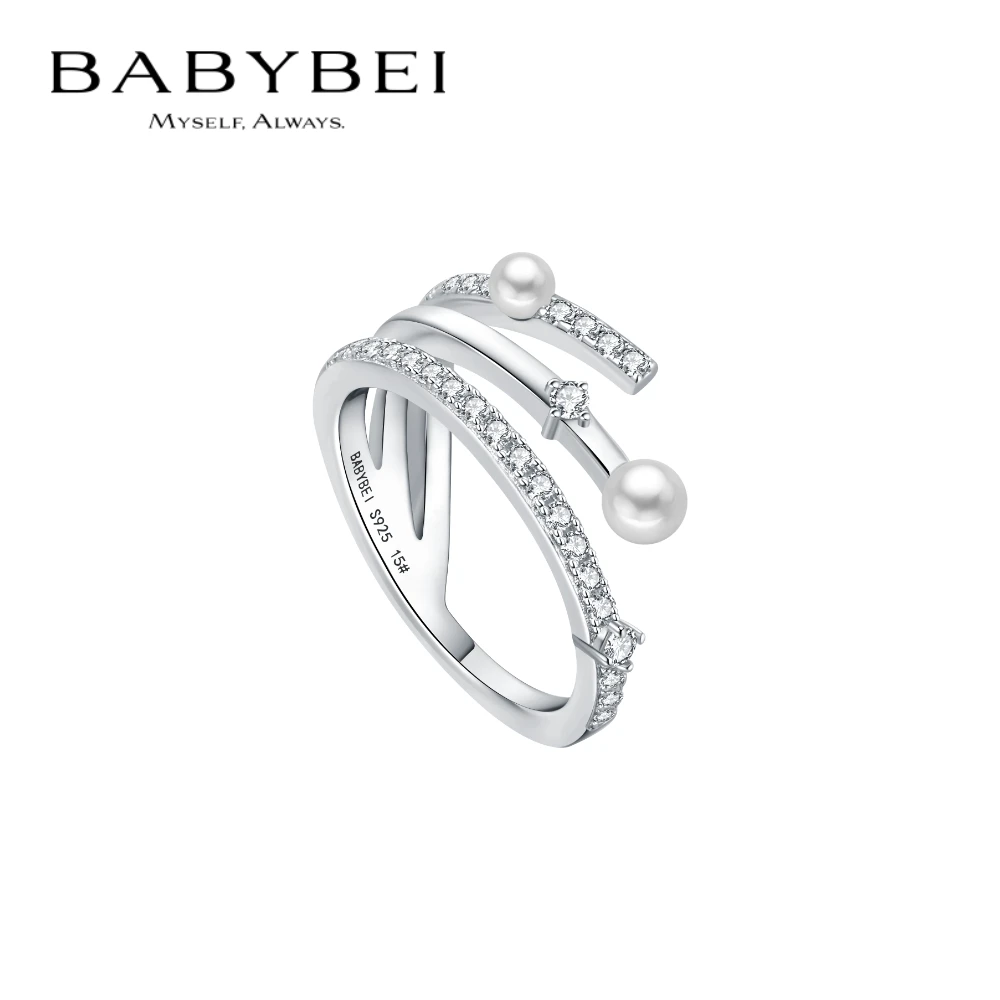 BABYBEI/初贝 925银戒指 太阳戒指女贝珠简约百搭通勤气质精致